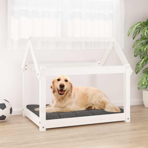 Berkfield Dog Bed White 81x60x70 cm Solid Wood Pine