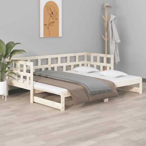Berkfield Pull-out Day Bed without Mattress Solid Wood Pine 2x(80x200) cm