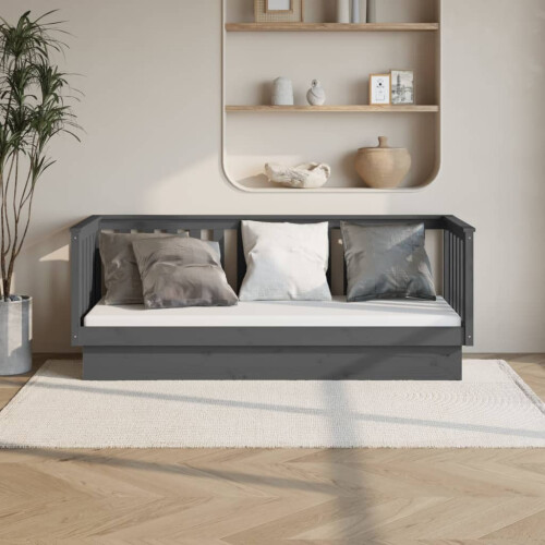 Berkfield Day Bed without Mattress Grey 75x190 cm Small Single Solid Wood Pine