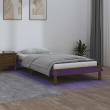 Berkfield LED Bed Frame without Mattress Honey Brown 90x190 cm Single Solid Wood