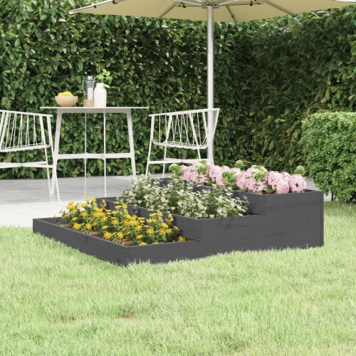 Berkfield Planter Grey 107x107x27 cm Solid Wood Pine