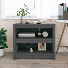 Berkfield Book Cabinet Grey 80x35x68 cm Solid Wood Pine