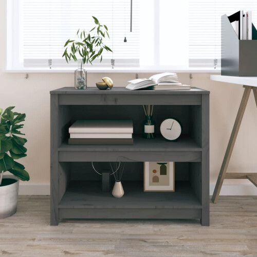 Berkfield Book Cabinet Grey 80x35x68 cm Solid Wood Pine