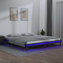 Berkfield LED Bed Frame without Mattress Grey 120x190 cm Small Double Solid Wood