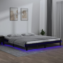 Berkfield LED Bed Frame without Mattress Black 200x200 cm Solid Wood
