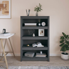 Berkfield Book Cabinet Grey 80x35x126 cm Solid Wood Pine