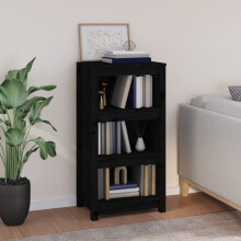 Berkfield Book Cabinet Black 50x35x97 cm Solid Wood Pine