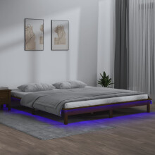 Berkfield LED Bed Frame without Mattress Honey Brown 120x190cm Solid Wood