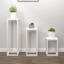 Berkfield 3 Piece Plant Stand Set White Solid Wood Pine