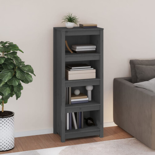 Berkfield Book Cabinet Grey 50x35x125.5 cm Solid Wood Pine