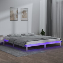 Berkfield LED Bed Frame without Mattress White 140x190 cm Solid Wood