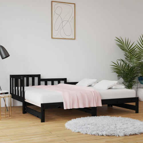 Berkfield Pull-out Day Bed without Mattress Black 2x cm Solid Wood Pine