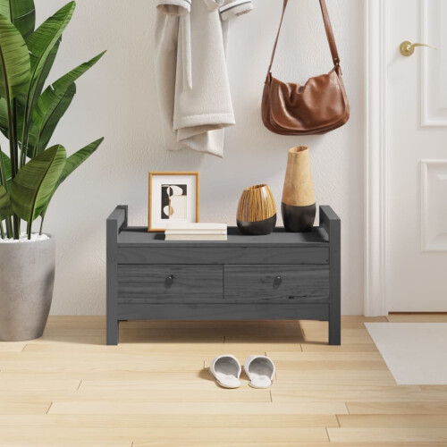 Berkfield Hall Bench Grey 80x40x43 cm Solid Wood Pine