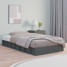 Berkfield Bed Frame without Mattress Grey 75x190 cm Small Single Small Single Solid Wood