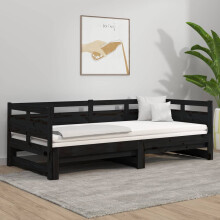 Berkfield Pull-out Day Bed without Mattress Black 2x(80x200) cm