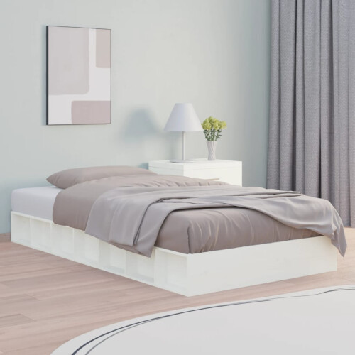 Berkfield Bed Frame without Mattress White 75x190 cm Small Single  Solid Wood