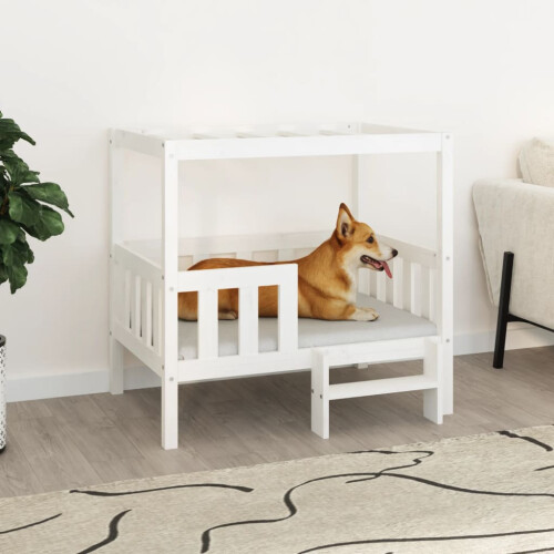 Berkfield Dog Bed White 95.5x73.5x90 cm Solid Wood Pine