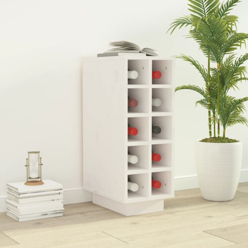 Berkfield Wine Cabinet White 23x34x61 cm Solid Wood Pine