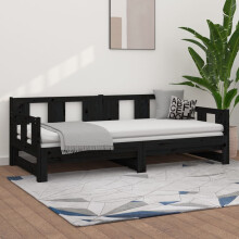 Berkfield Pull-out Day Bed without Mattress Black 2x(80x200) cm