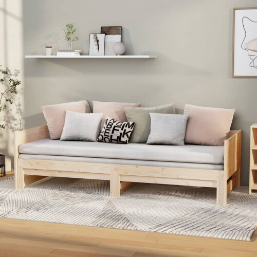 Berkfield Pull-out Day Bed without Mattress Solid Wood Pine 2x(90x190) cm