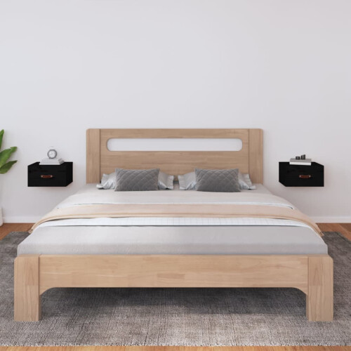 Berkfield Wall-mounted Bedside Cabinets 2 pcs Black 40x29.5x22 cm