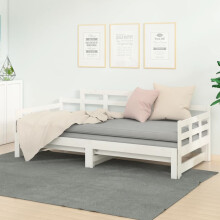 Berkfield Pull-out Day Bed without Mattress White Solid Wood Pine 2x cm