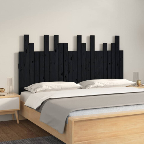 Berkfield Wall Headboard Black 146.5x3x80 cm Solid Wood Pine