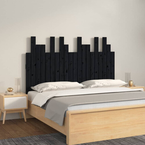 Berkfield Wall Headboard Black 127.5x3x80 cm Solid Wood Pine