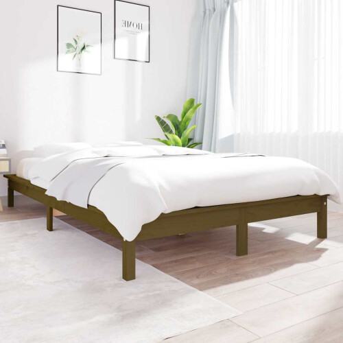 Berkfield Bed Frame without Mattress Honey Brown 140x190 cm Solid Wood