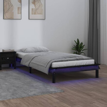 Berkfield LED Bed Frame without Mattress Black 100x200 cm Solid Wood