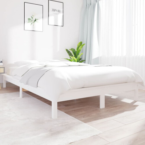 Berkfield Bed Frame without Mattress White 140x190 cm Solid Wood Pine