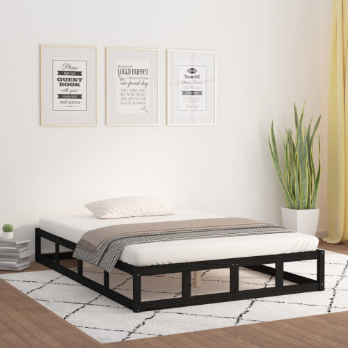 Berkfield Bed Frame without Mattress Black 120x200 cm Solid Wood