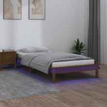 Berkfield LED Bed Frame without Mattress Honey Brown 100x200 cm Solid Wood