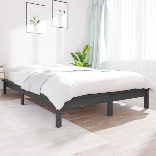 Berkfield Bed Frame without Mattress Grey Small Double Solid Wood
