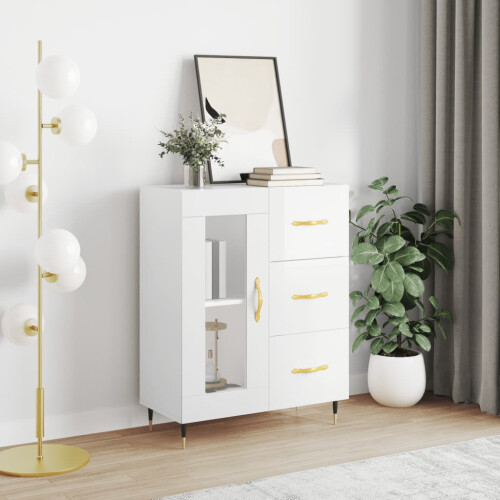 Berkfield Sideboard High Gloss White 69.5x34x90 cm Engineered Wood