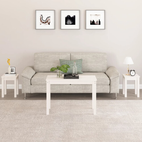 Berkfield Nesting Tables 3 pcs White Solid Wood Pine