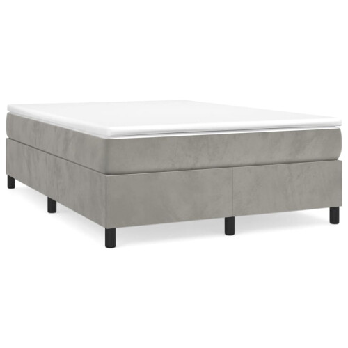 Berkfield Box Spring Bed Frame Light Grey Double Velvet (UK/IE/FI/NO only) 1