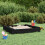 Berkfield Sandbox with Seats Black Square Solid Wood Pine 1