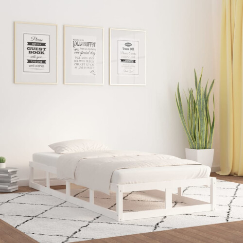 Berkfield Bed Frame without Mattress White 75x190 cm Small Single  Solid Wood