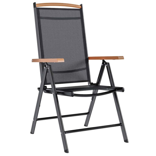 Berkfield Folding Garden Chairs 6 pcs Textilene Black 2