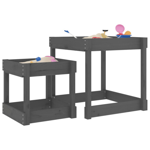 Berkfield Sand Tables 2 pcs Grey Solid Wood Pine