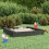 Berkfield Sandbox with Seats Grey Square Solid Wood Pine 1