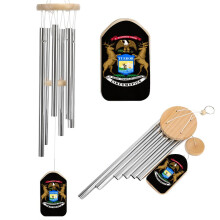 Michigan Wind Chimes Deep Tone Resonance with Coat of Arms Design for Outdoor Garden Decor Gift