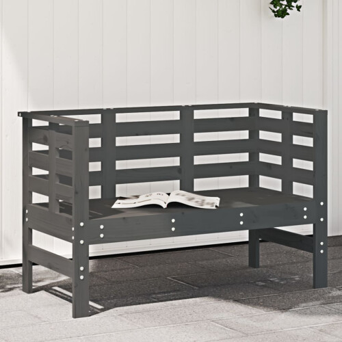 Berkfield Garden Bench Grey 111.5x53x71 cm Solid Wood Pine