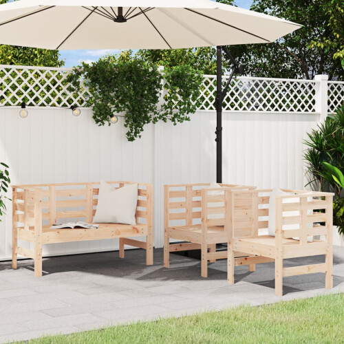 Berkfield 3 Piece Garden Lounge Set Solid Wood Pine