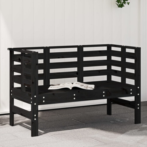 Berkfield Garden Bench Black 111.5x53x71 cm Solid Wood Pine