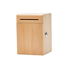 Wooden Piggy Bank with Lock and Key, Handmade Secure Money Box for Adults and Kids, Color B