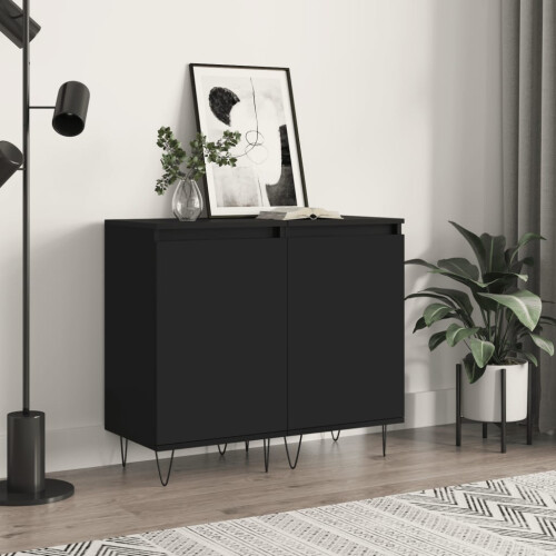 Berkfield Sideboards 2 pcs Black 40x35x70 cm Engineered Wood