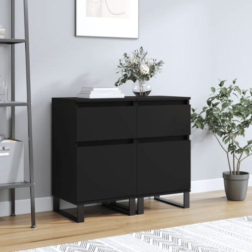 Berkfield Sideboards 2 pcs Black 40x35x70 cm Engineered Wood