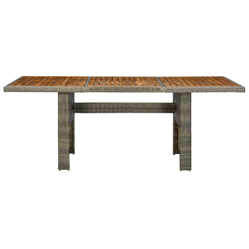 Berkfield Garden Table Brown Poly Rattan and Solid Acacia Wood 1